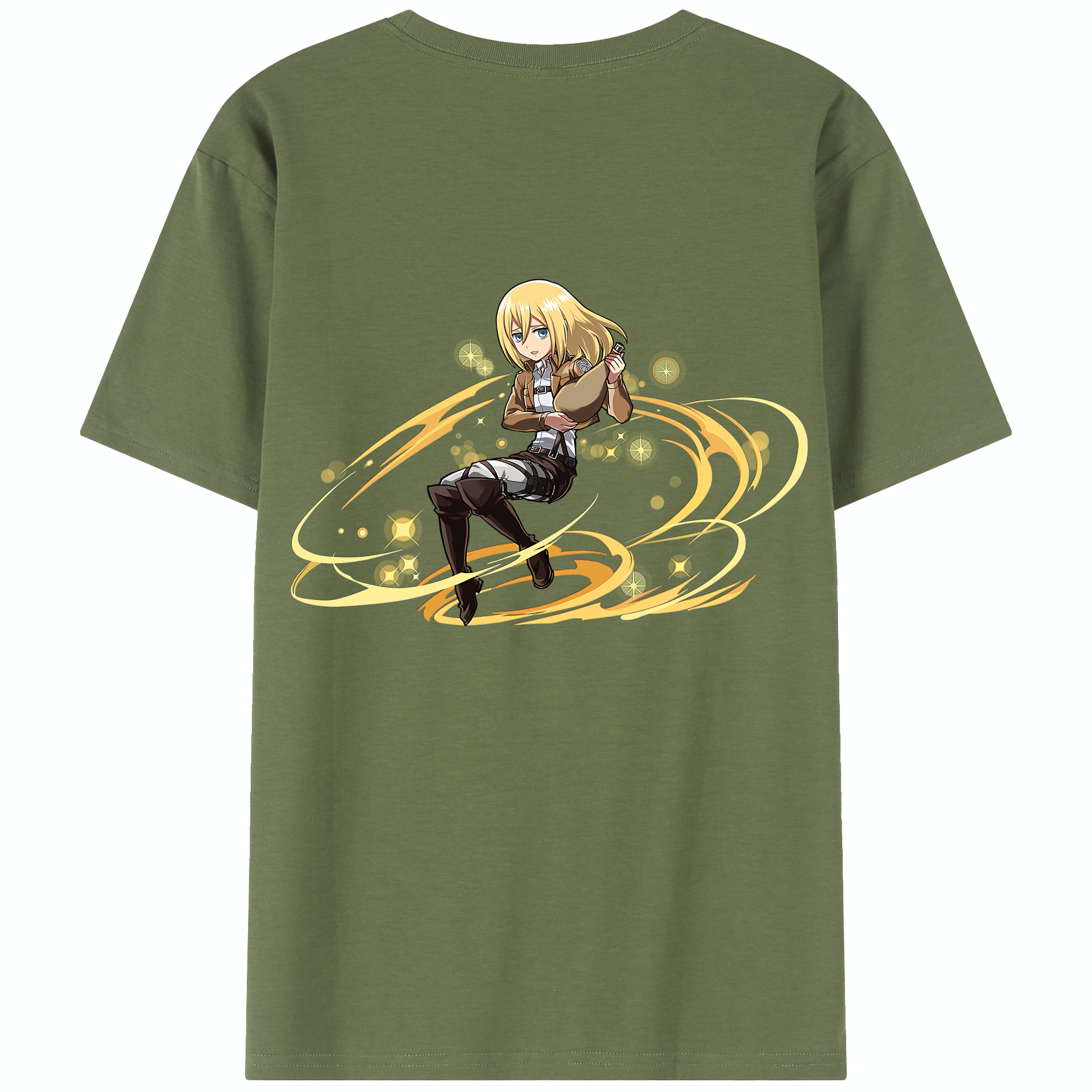 （画像用） 進撃の巨人 クリスタ·レンズ Attack on Titan Christa Lenz 綿100％半袖Tシャツ（背面プリント）